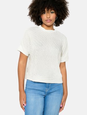 METALLIC RIBBED T-SHIRT - Pamata T-krekls - silver