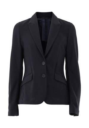 Dunkelblazer aus strukturiertem Stoff. Mit zwei Knöpfen, Reverskragen und schrägen Seitentaschen. Taillierte Passform mit langen Ärmeln.