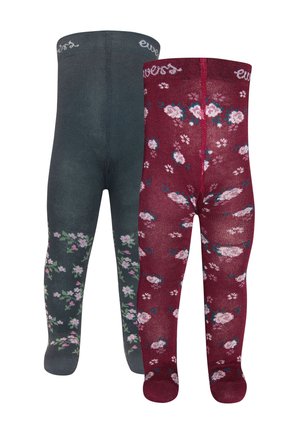 2ER PACK BLUMEN - Tights - beere/grau