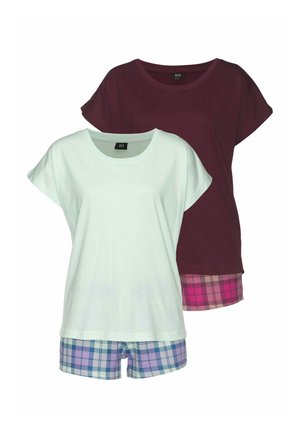 H.I.S PACK 2 - Nachtwäsche Set - mint kariert bordeaux kariert