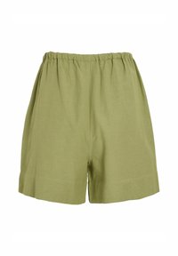 Grønne bomuldsshorts med elastisk talje, der har en løs pasform og et rent design. Ingen lommer eller synligt hardware.