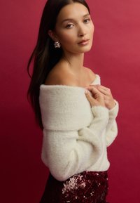 Next FLUFFY OFF SHOULDER BARDOT - Svetrík - white ecru