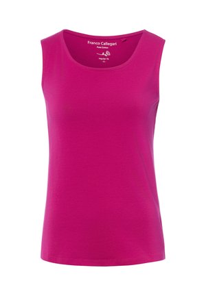 Magenta sleeveless cotton top with a round neckline, regular fit, and size small from brand Franco Callegari.