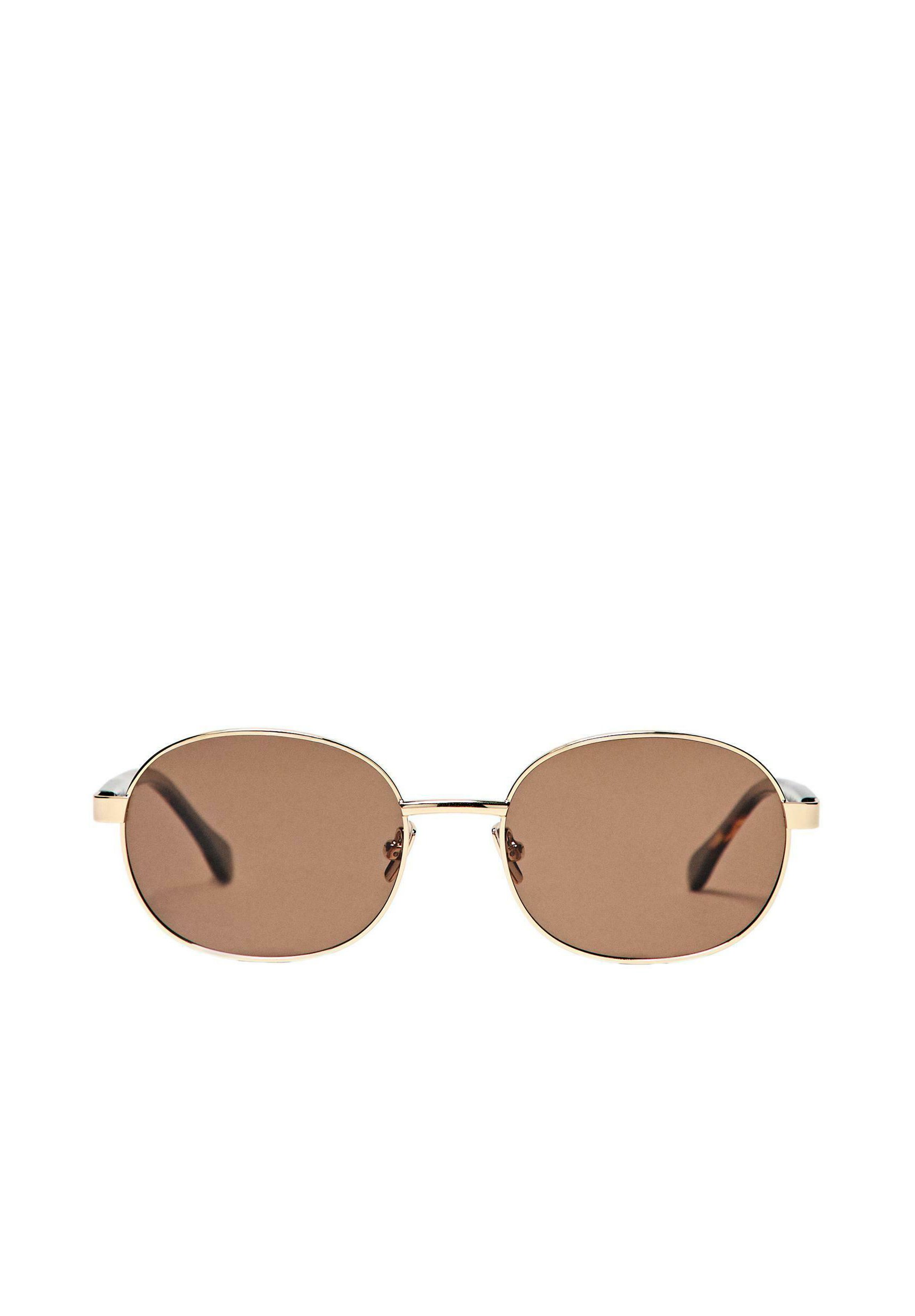 Slim Gold Frame Sunglasses with Brown Lenses and White Temple Tips Walker | Round Polarized Sunglasses for Men – WMP Eyewear main image 4