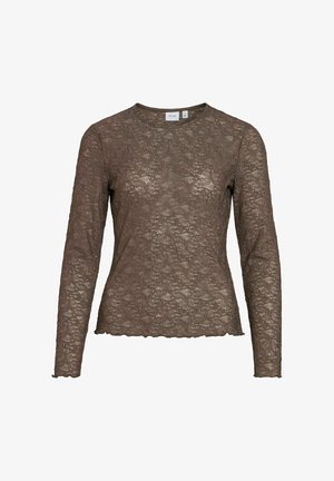 VILA, VIFAY O-NECK L/S TOP - NOOS - Blouse - dark grey