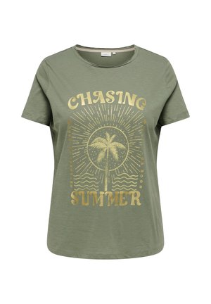 ONLY Carmakoma, T-SHIRT CARNOVIA T-SHIRT - Nyomott mintás póló - smokey olive