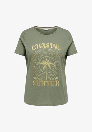 ONLY Carmakoma, T-SHIRT CARNOVIA T-SHIRT - Nyomott mintás póló - smokey olive