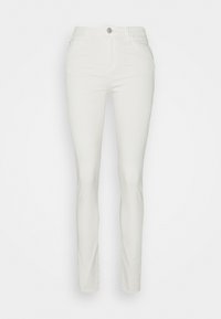 Pantalones vaqueros slim-fit blancos hechos de una mezcla de algodón. Presentan cinco bolsillos, un cierre delantero con botón y un ligero estiramiento para mayor comodidad.