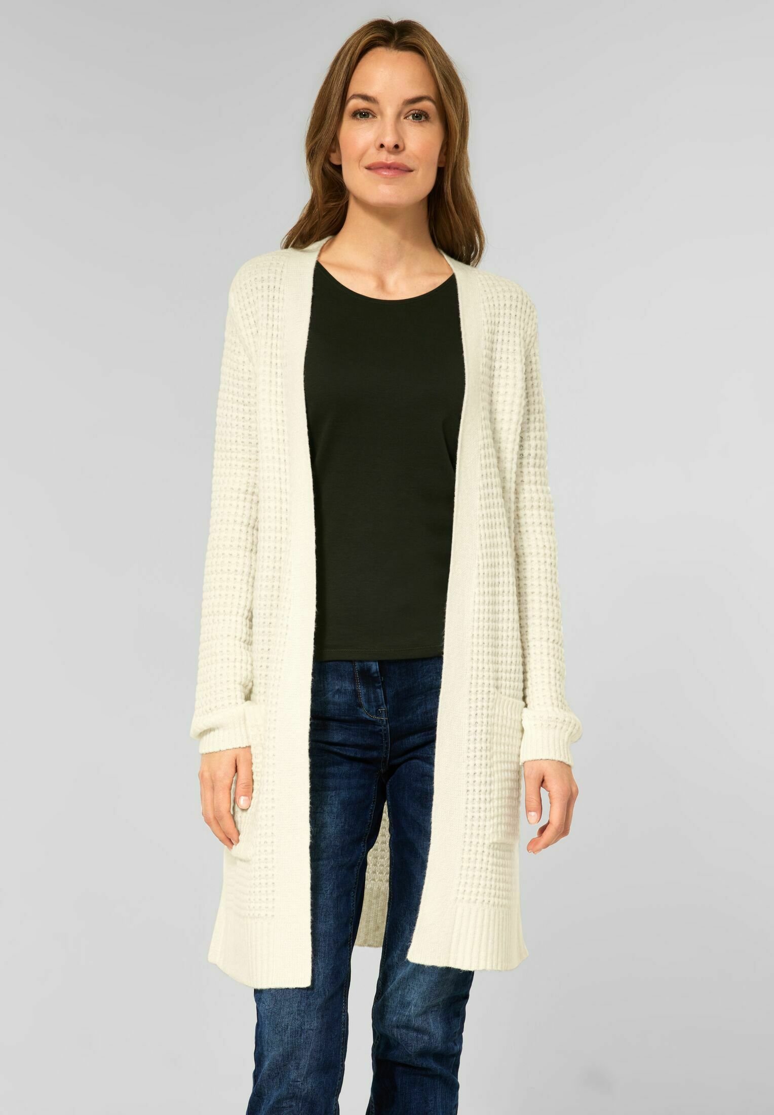 Cecil Damen Strickjacke Mit 3D-Struktur – Lässige Jacke Mit Stehkragen Und Reißverschluss