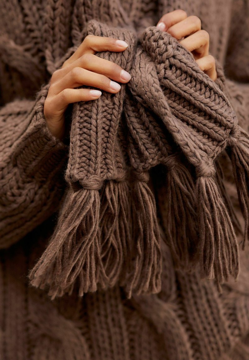 Next CABLE CHUNKY TASSLED - Huivi - brown chocolate