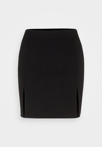 Svart mini kjol i elastiskt material, med en stilren design och två sidofickor samt en slät midja för en åtsittande silhuett.