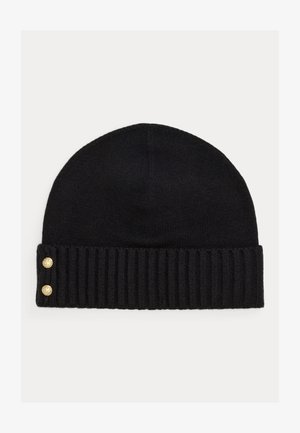 Lauren Ralph Lauren BUTTON-TRIM KNIT BEANIE - Gorro - black