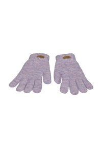 Gebreide handschoenen in pastelpaars, met een gestructureerd oppervlak, geribbelde manchetten en kleine bruine leren accenten met merkimprint.