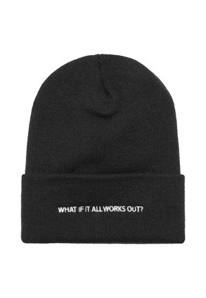 WHAT IF WOOLY COMBED - Megzta kepurė - black