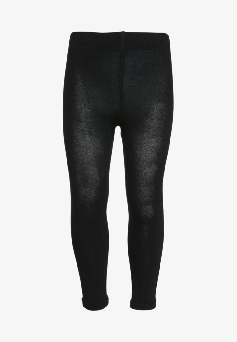 Leggings negros hechos de una tela suave y elástica. Tienen una cintura elástica y piernas ajustadas, con un ligero acabado brillante.