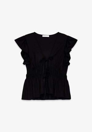 NA-KD, SHOULDER FLOUNCE - Blouse - black