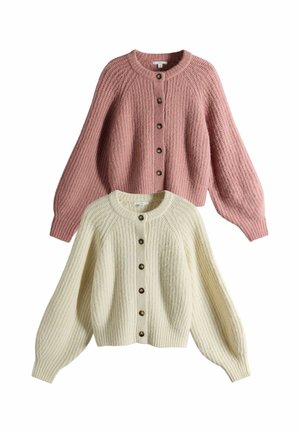 THE SET, 2 PACK FLUFFY CREW NECK CARDIGAN - Cardigan - cream baby pink
