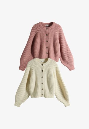 THE SET, 2 PACK FLUFFY CREW NECK CARDIGAN - Chaqueta de punto - cream baby pink