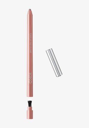 Rettile labbra in rosa tenue con design a rotazione, dotato di un tubo in tinta e un cappuccio metallico argento. Include un applicatore a pennello.