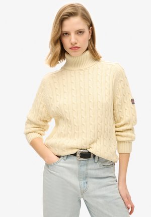 Superdry & Co SLOUCHY CABLE ROLL NECK - Trui - natural white