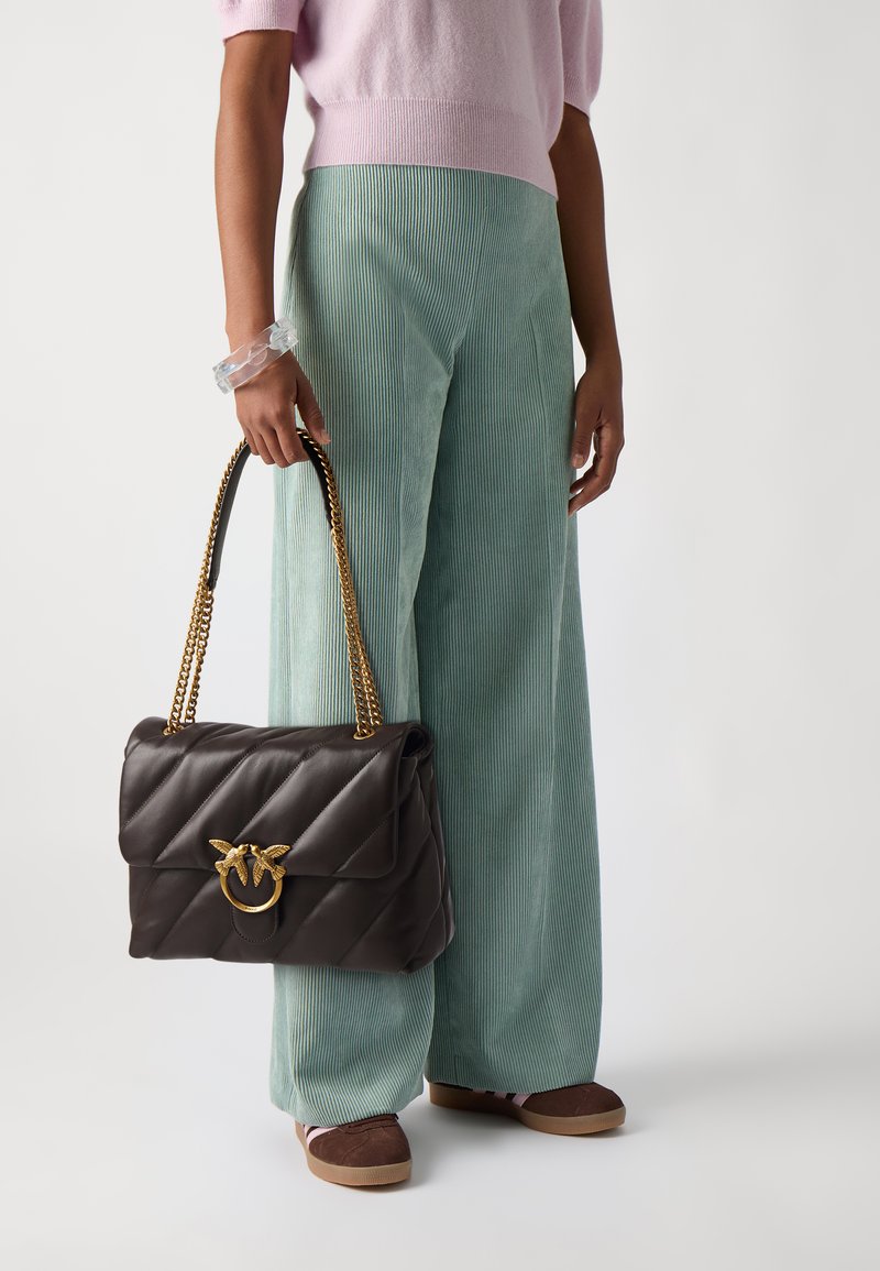 Pinko LOVE PUFF - Torba čez telo - brown/antique gold