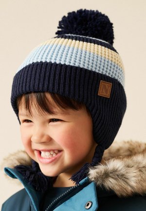 Next, POM KNITTED BEANIE HAT - Gorro - navy white stripe