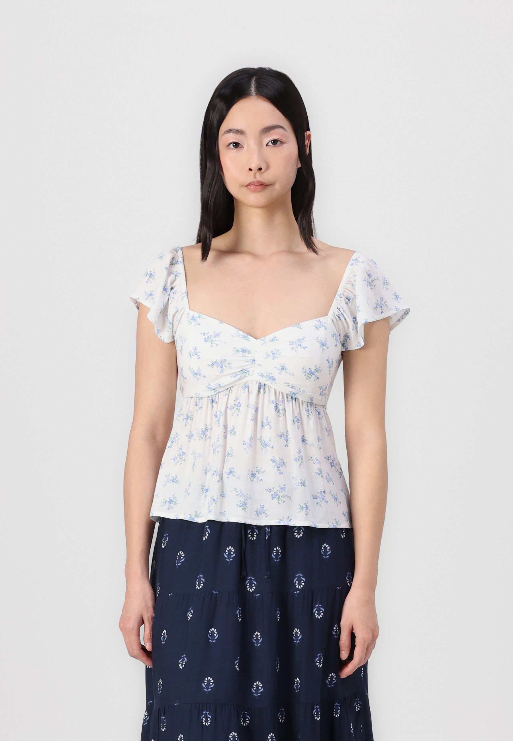 Blouse JOIE Crisbell à Manches Papillons - Taille L, Rose, Motif Floral Géométrique, Neuf Avec étiquettes