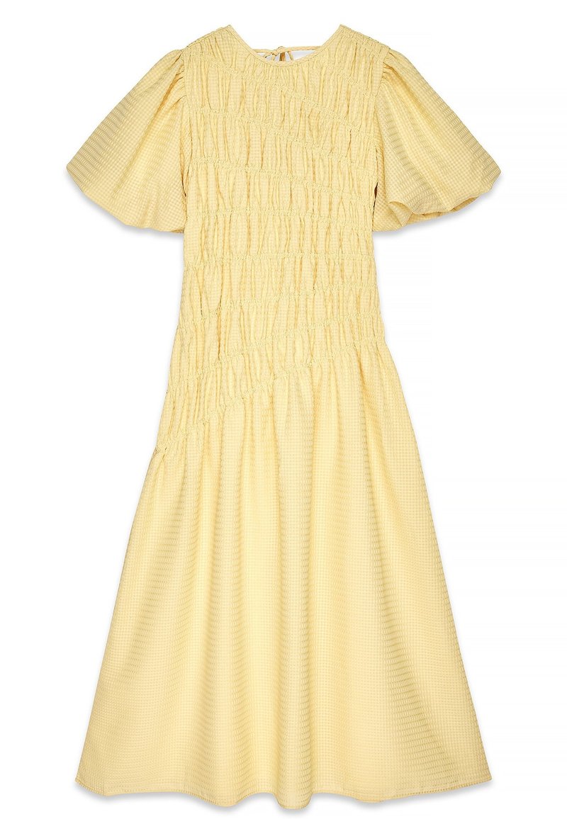 NA-KD SMOCK DETAIL PUFF SLEEVE - Maxi dress - light yellow/yellow - Zalando