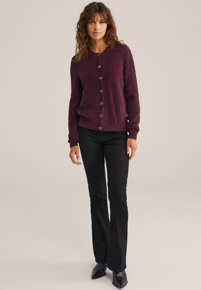 Gilet Long Cardigan En Soie SOIE POUR SOI - Taille 1/2 (36/38) Violet Prune - Neuf Avec étiquettes
