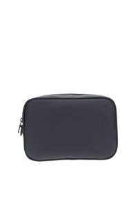 Funda rectangular negra con cremallera, de superficie texturizada y bordes redondeados, fabricada con material duradero. Cuenta con cremallera dual para un fácil acceso.