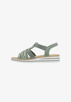Rieker, Sandalen met sleehak - kaki