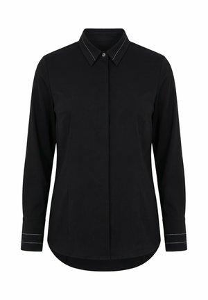 Ulla Popken, PEARL BEADED LONG SLEEVE BUTTON-DOWN BLOUSE - Chemisier - black
