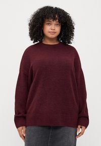 Vero Moda Curve VMCBOOM O NECK - Strikkegenser - winetasting melange