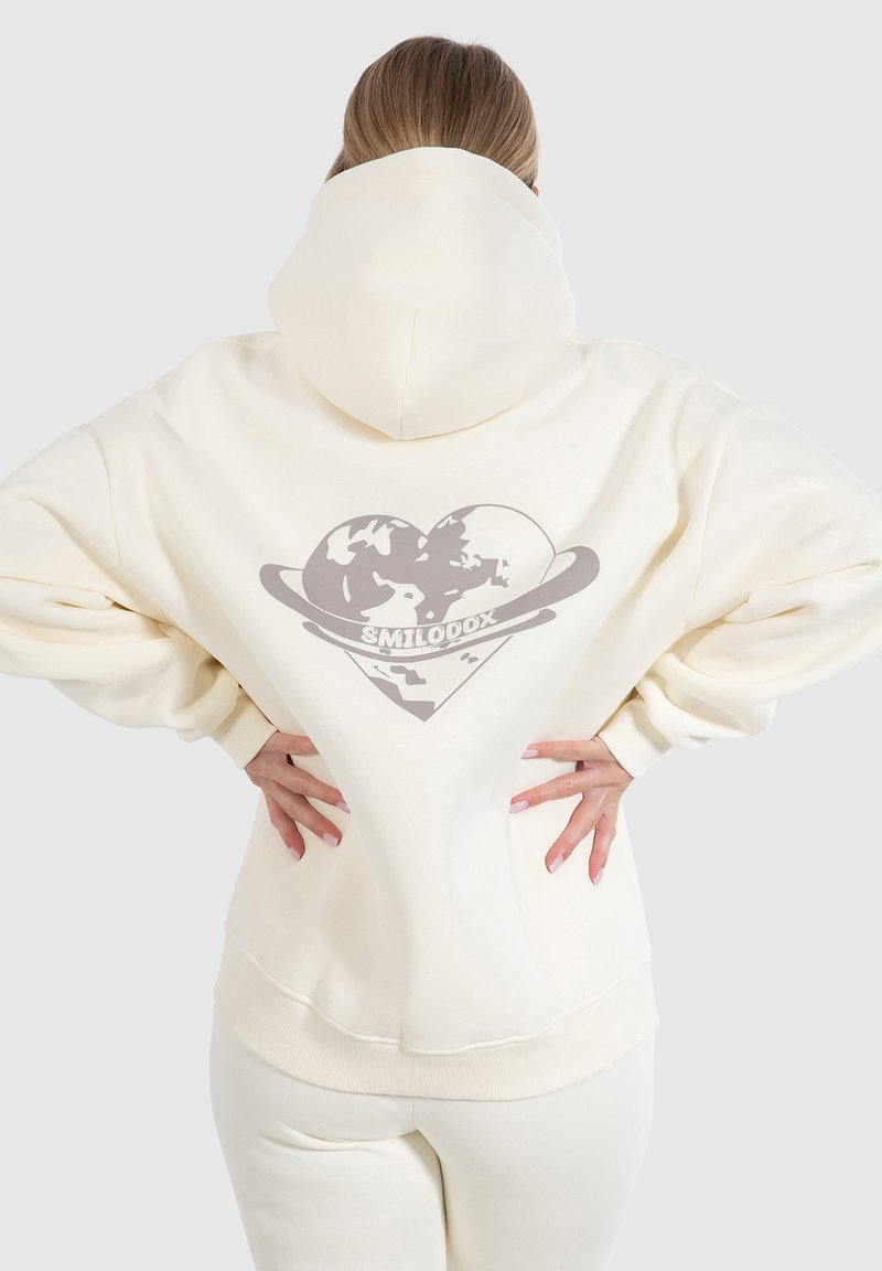 Smilodox AMORA FULL ZIP HOODIE BACK PRINT - Felpa con zip - creme