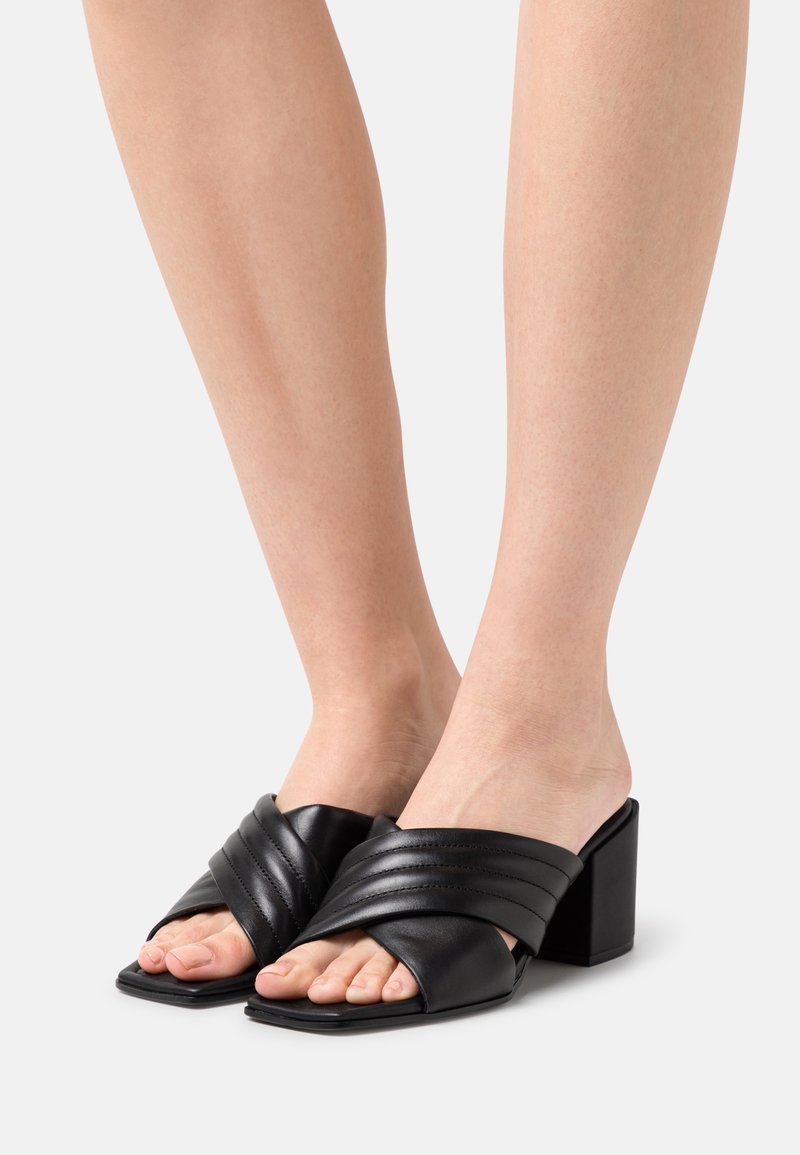 Damen Flache Pantoletten | Marco Tozzi Pantolette hoch black antic/schwarz - PK93358 Damen Flache Pantoletten | Marco Tozzi Pantolette hoch black antic/schwarz - PK93358