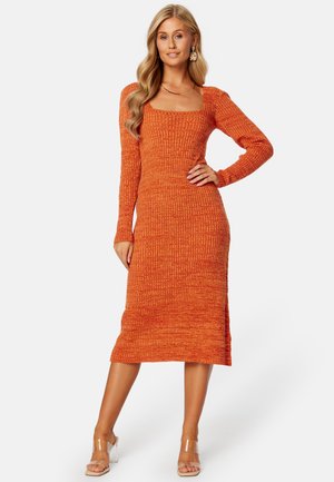 Bubbleroom RIB KNITTED MIDI DRESS - Strikkjoler - orange