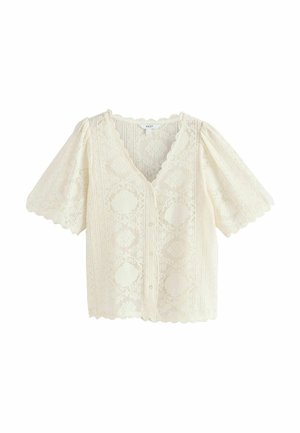 Next, REGULAR FIT - LACE V-NECK SHORT SLEEVE TOP - Bluse - ecru