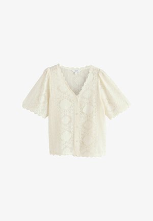 Next, REGULAR FIT - LACE V-NECK SHORT SLEEVE TOP - Bluse - ecru