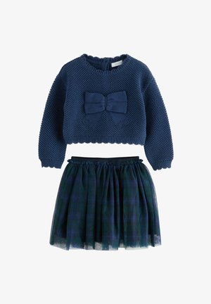 Next, BOW AND TARTAN SET - Jupe trapèze - navy