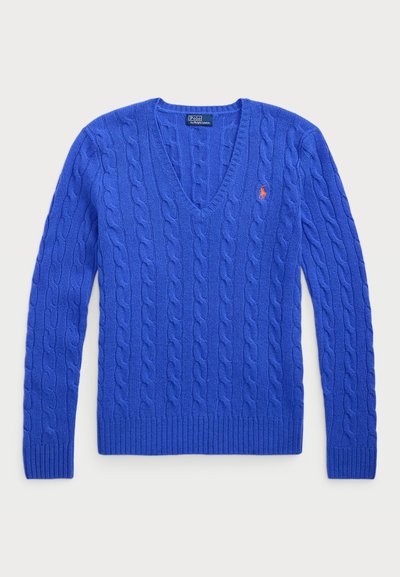 Polo Ralph Lauren CABLE-KNIT WOOL-CASHMERE V-NECK JUMPER  - Pullover - lapis blue