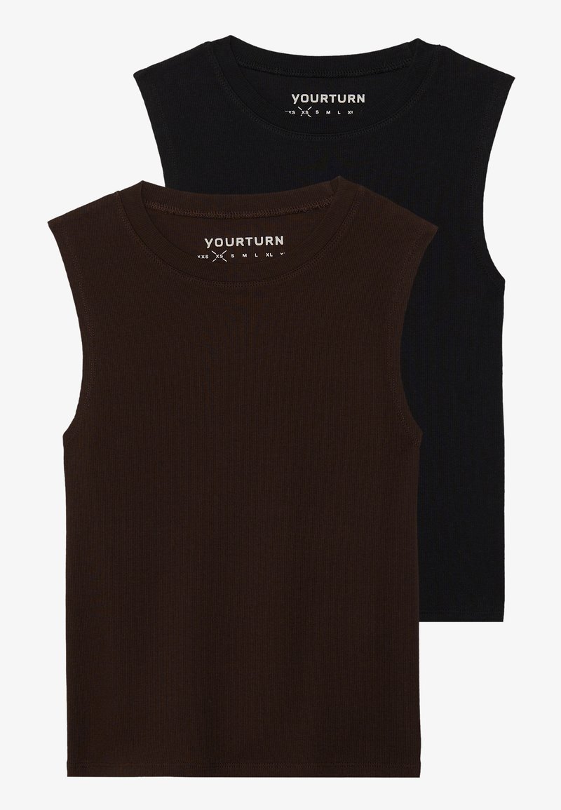 YOURTURN BASIC RIB MUSCLE TANKS UNISEX 2 PACK - Top - brown/black ...