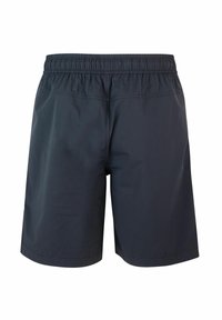 Costumi da bagno grigio scuro con elastico in vita, texture liscia e senza motivi o dettagli hardware visibili. Progettati per comfort e flessibilità.
