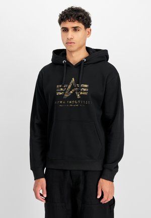 BASIC EFFECT PRINT - Mikina s kapucňou - black