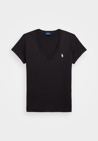 COTTON JERSEY V-NECK T-SHIRT - Navadna majica -  black