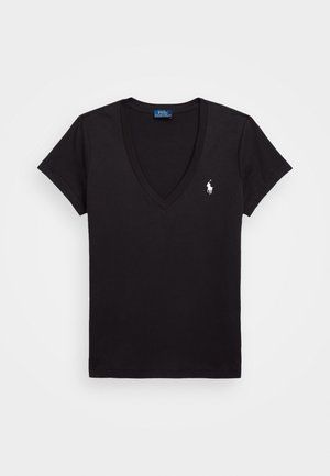 Polo Ralph Lauren COTTON JERSEY V NECK TEE - T-shirts basic -  black