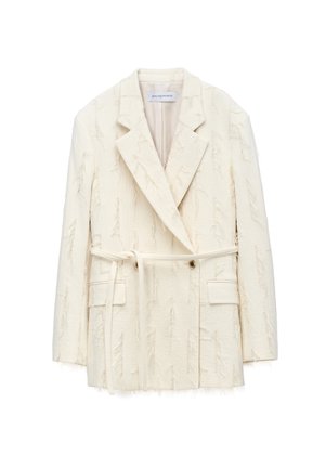 ADOLFO DOMINGUEZ, ADOLFO DOMINGUEZ FRAYED DOUBLE-BREASTED TAILORED BLAZER FRAYED DOUBLE-BREASTED TAILORED BLAZER - Blazer - natural