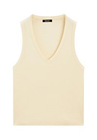 RIBBED V-NECK WITH THICK STRAPS - T-shirt basic - light yellow