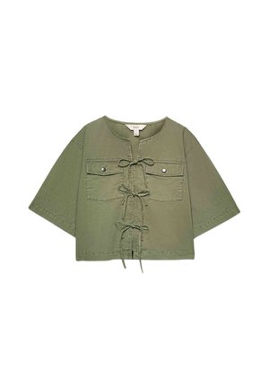 Marks & Spencer, UTILITY TIE FRONT BLOUSE. - Blouse - dark khaki