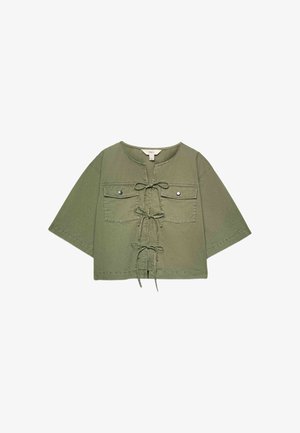 Marks & Spencer, UTILITY TIE FRONT BLOUSE. - Blouse - dark khaki