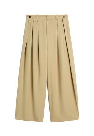 Massimo Dutti, FLOWING PLEATED PANTS WITH BUTTON DETAIL - Bukser - beige